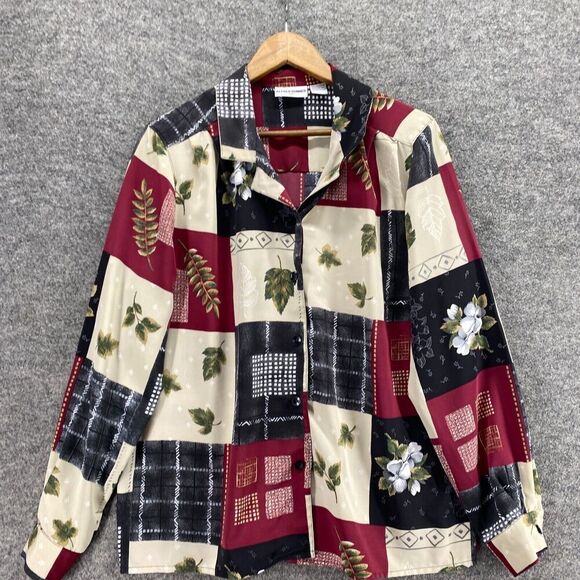 5/$45 Alfred Dunner Shirt Women 14 White Plaid Button Up  Long Sleeve - Picture 3 of 8